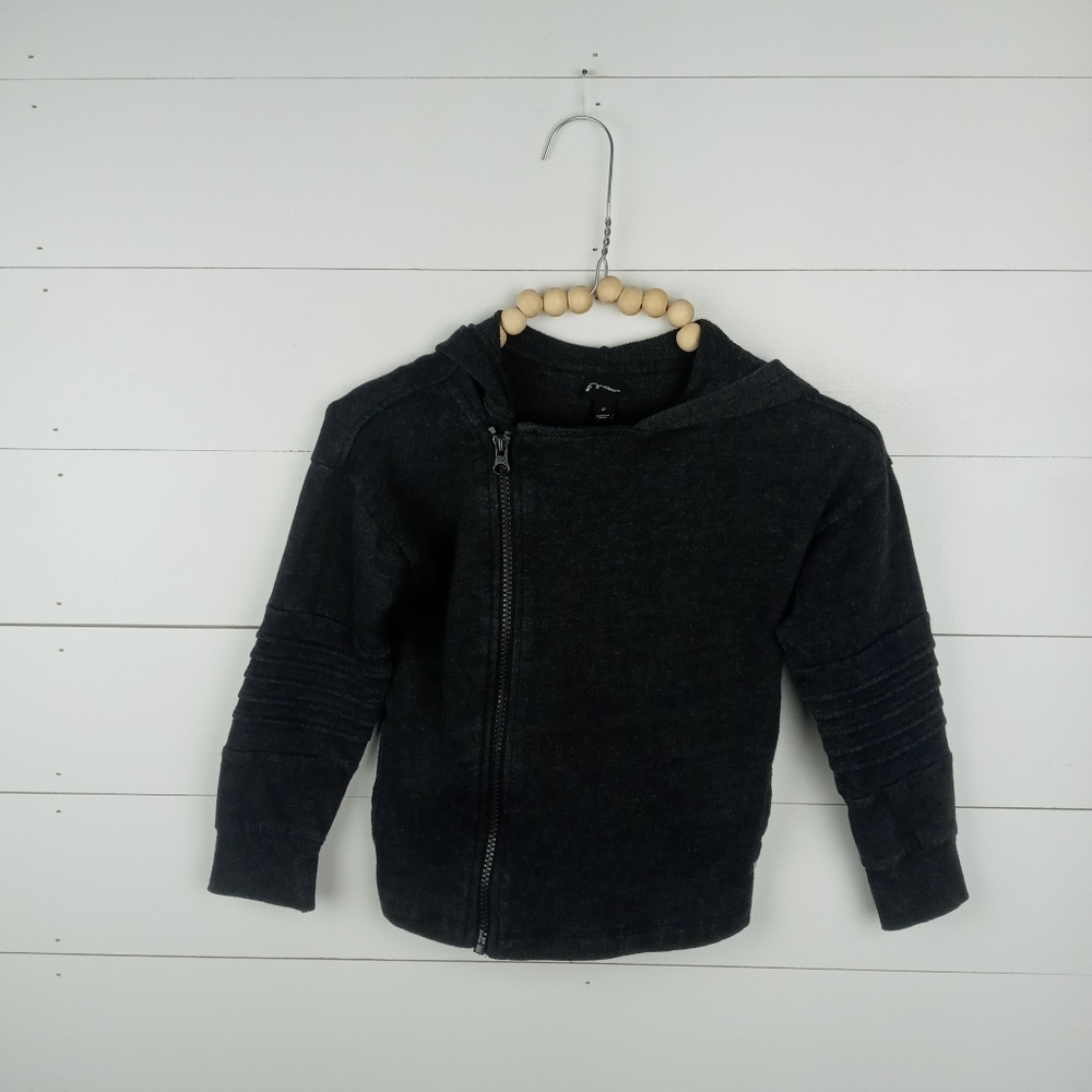 art class girls size 4T full zipper purpose faded hoodie dark gray faded ribbed